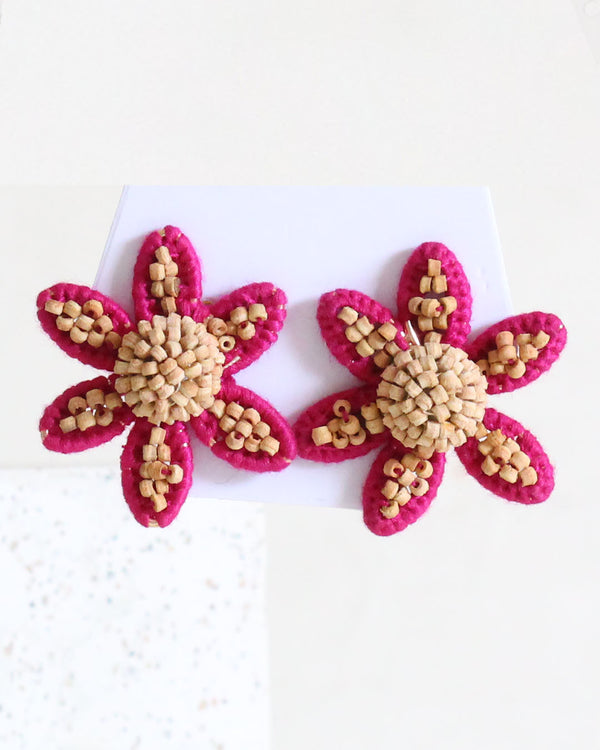 Aretes Flor fucsia