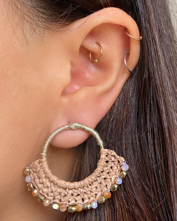 Aretes Macrame bordados natural