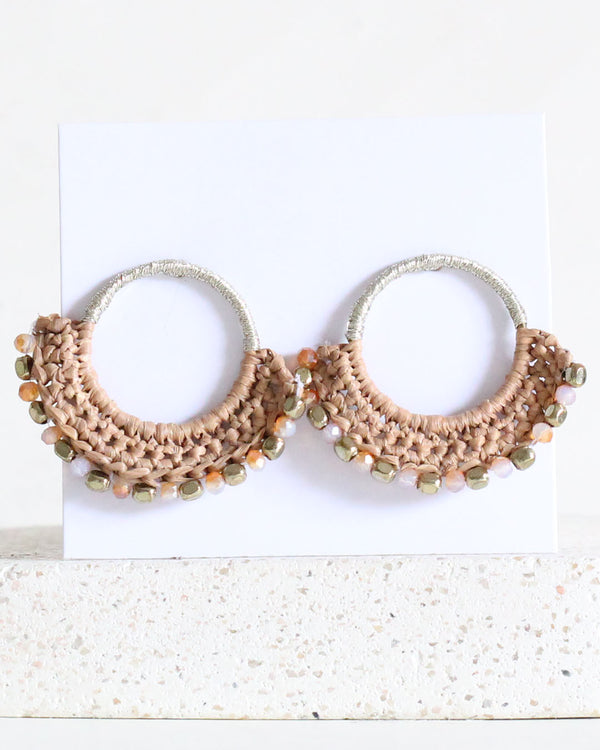 Aretes Macrame bordados natural