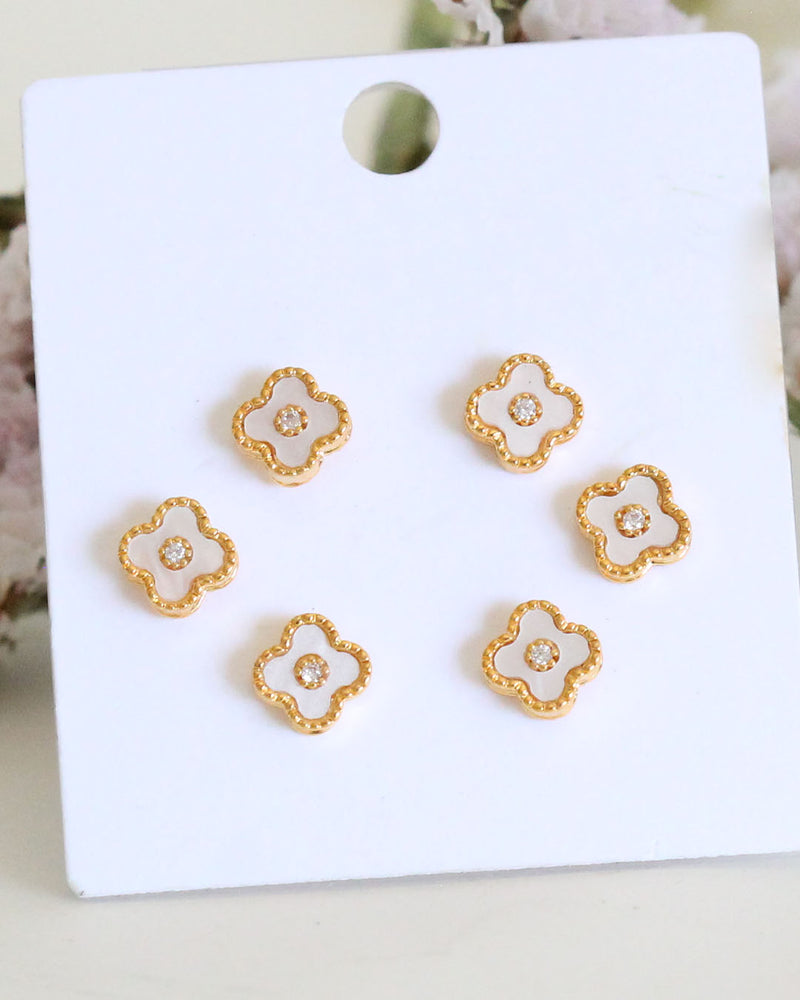 Set aretes trebol  Blanco Zirconia