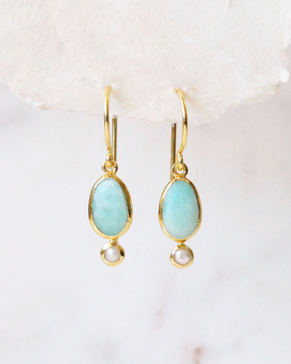 Arete Piedra Perla AMAZONITE / PEARL