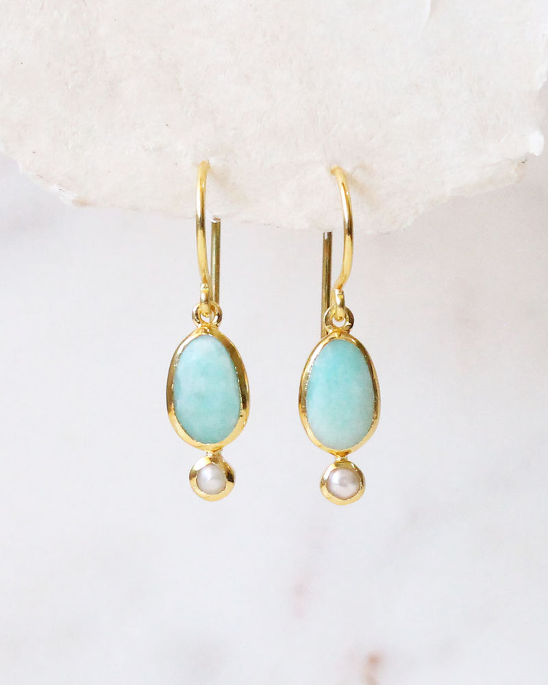 Arete Piedra Perla AMAZONITE / PEARL