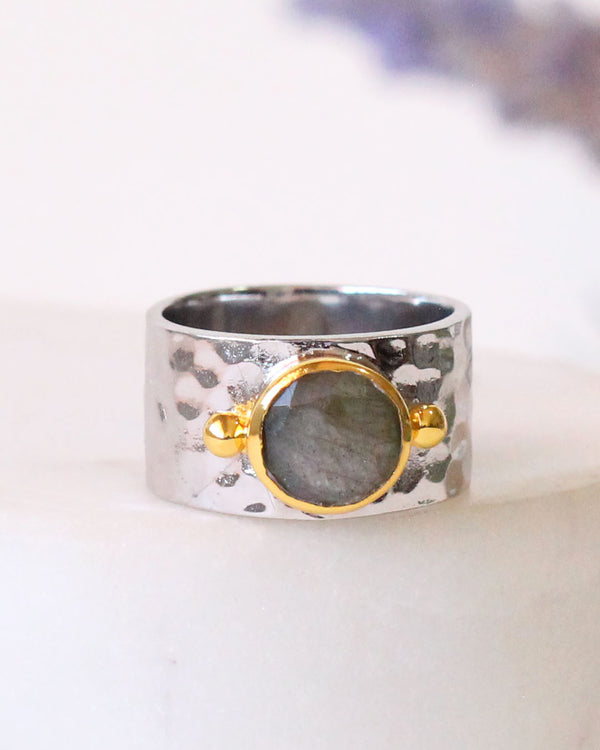 Anillo Rodio Labradorita