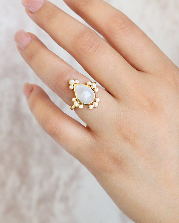 Anillo Zirconia Piedra Lunar