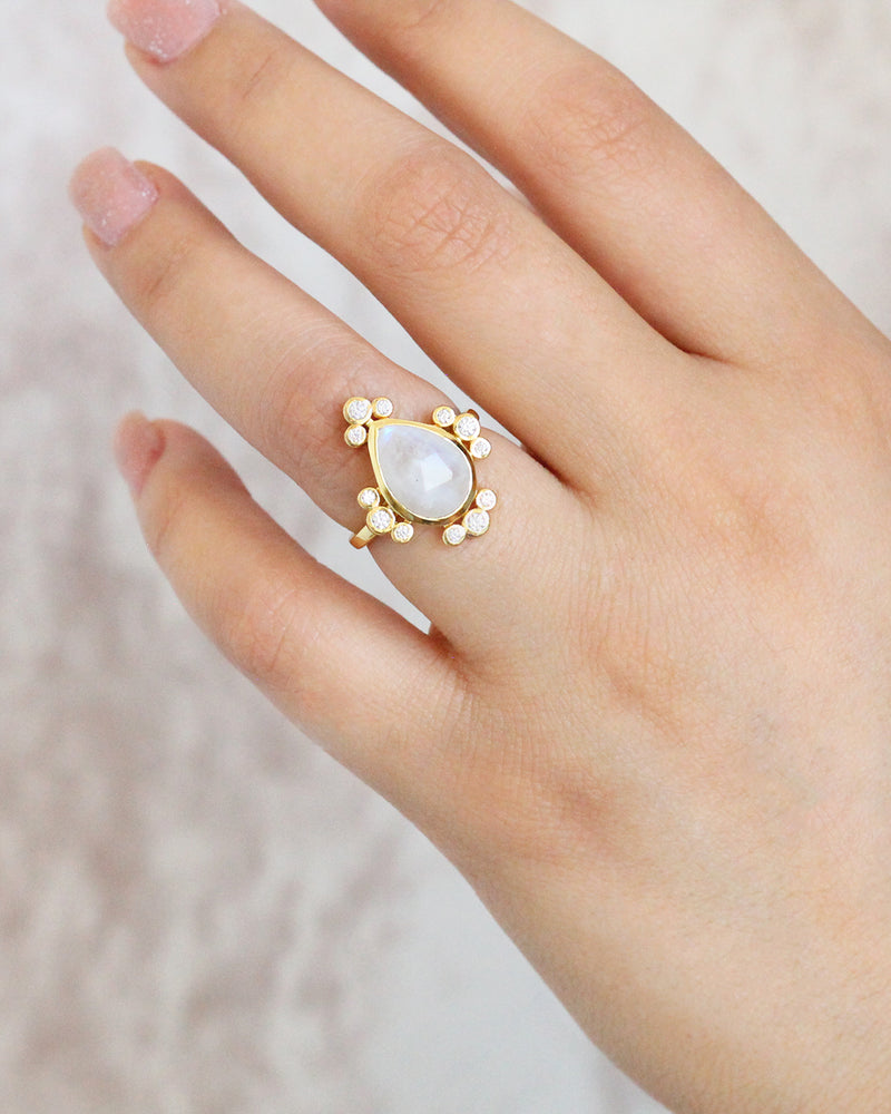 Anillo Zirconia Piedra Lunar
