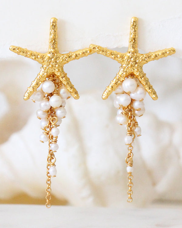 Aretes Starfish cascada perlas