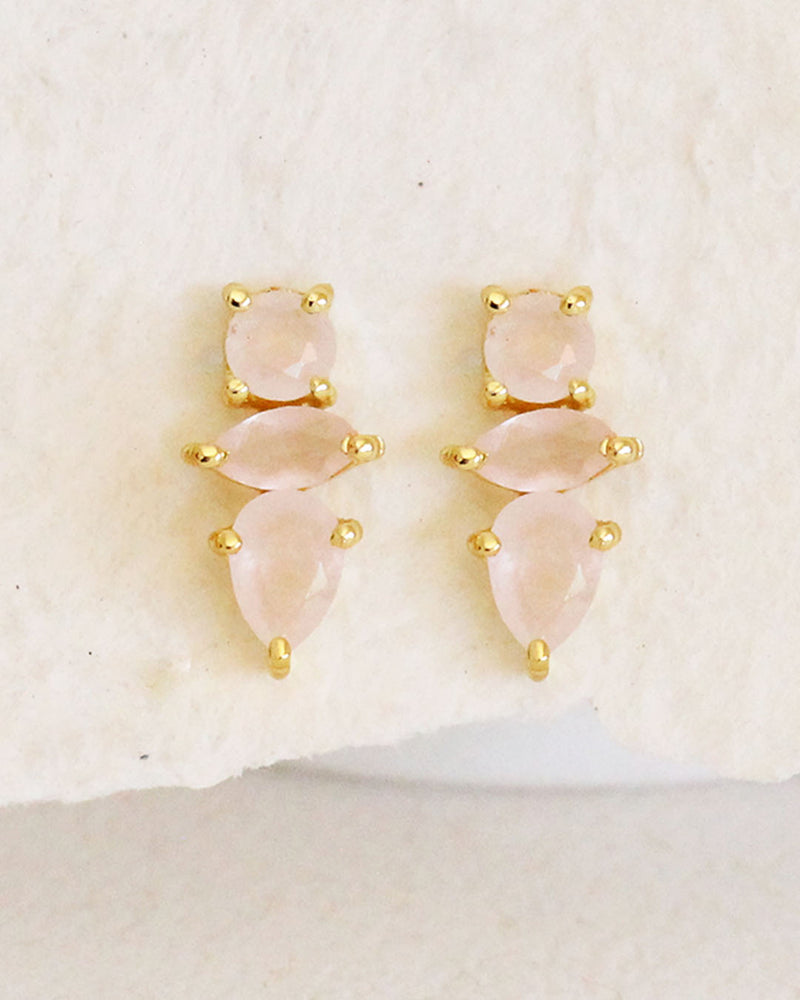 Aretes con piedras naturales en chapa de oro Pink Revolver