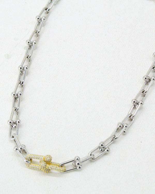 Collar + Pulsera Tiff Plateado broche dorado