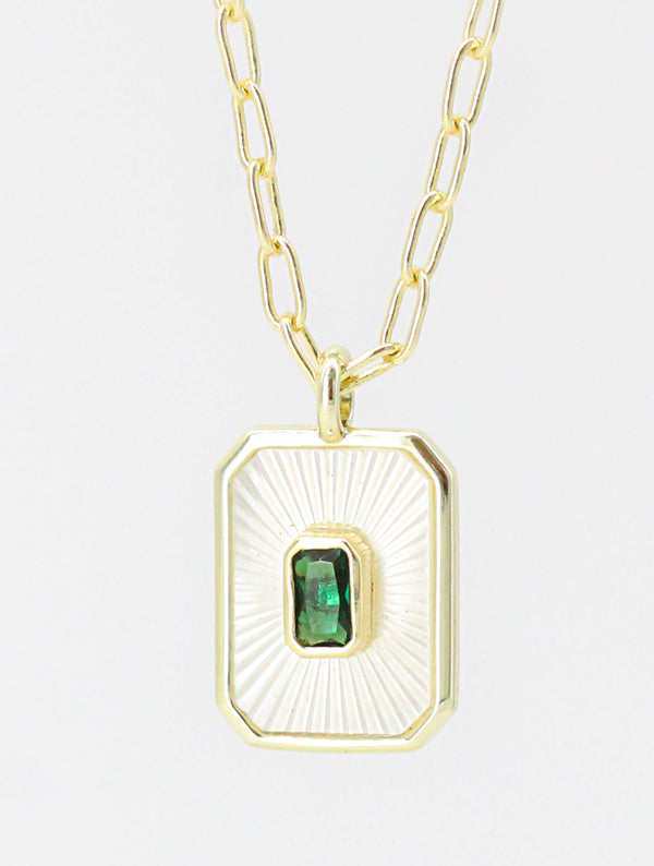 Collar Medalla Madre Perla Esmeralda