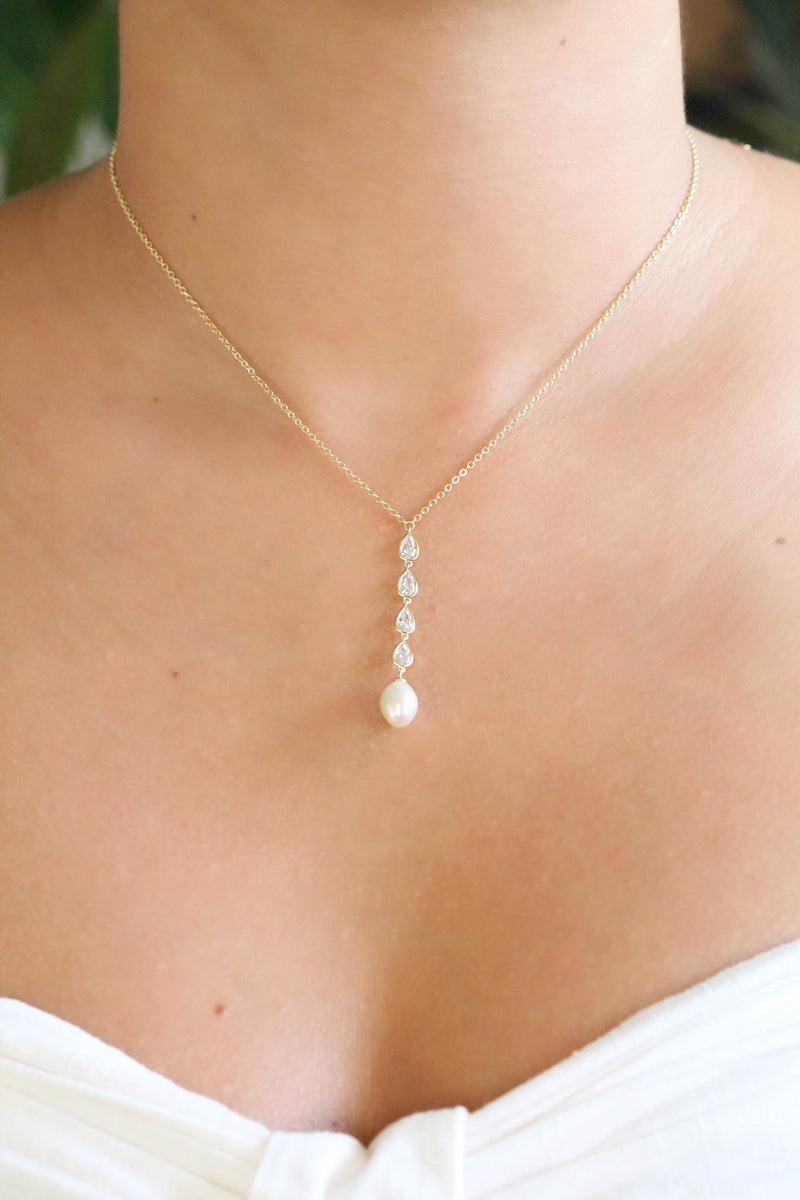 Collar Cascada Zirconias Perla