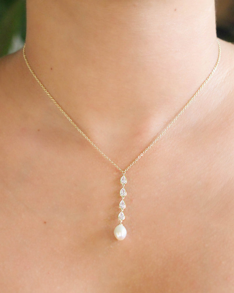 Collar Cascada Zirconias Perla