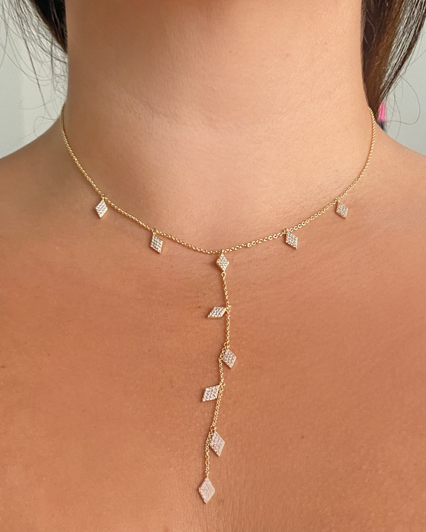 Collar Rombos Zirconias Largo