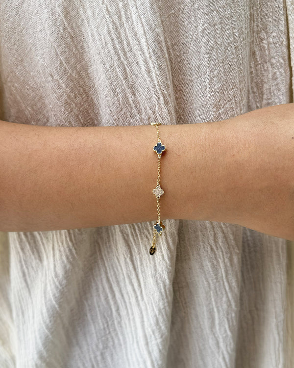 Pulsera Trebol Negro y Zirconias