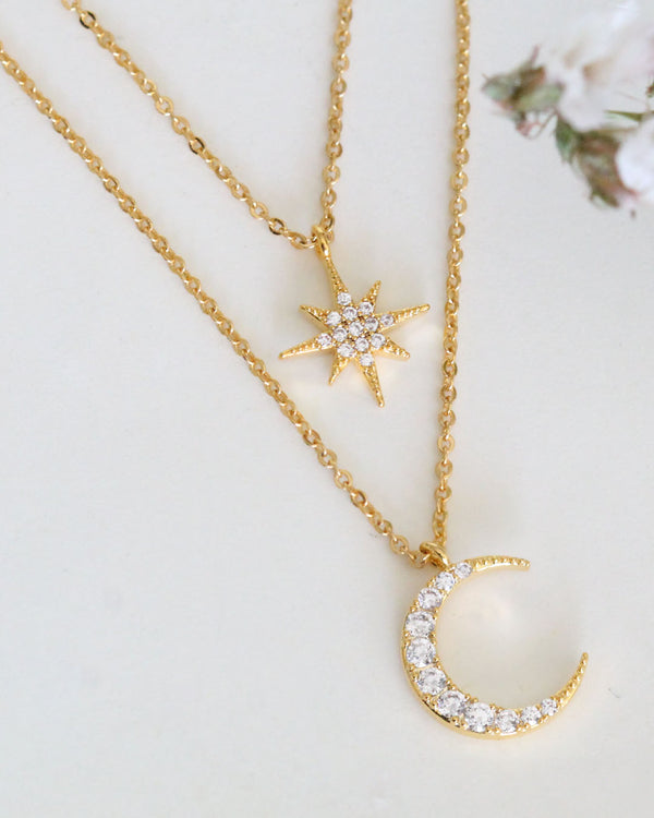 Collar Doble Estrella y Luna