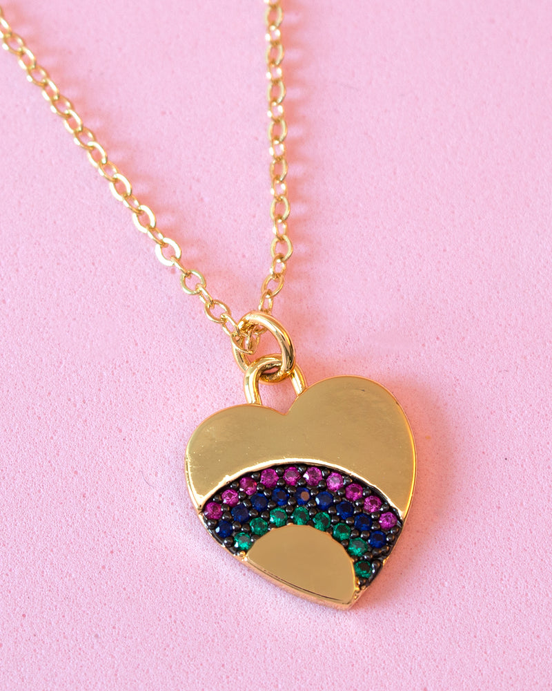 Collar Corazón Arcoiris