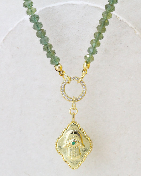 Collar Tourmalina verde hamsa