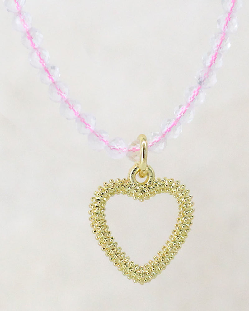 Collar corazón cuarzo rosa