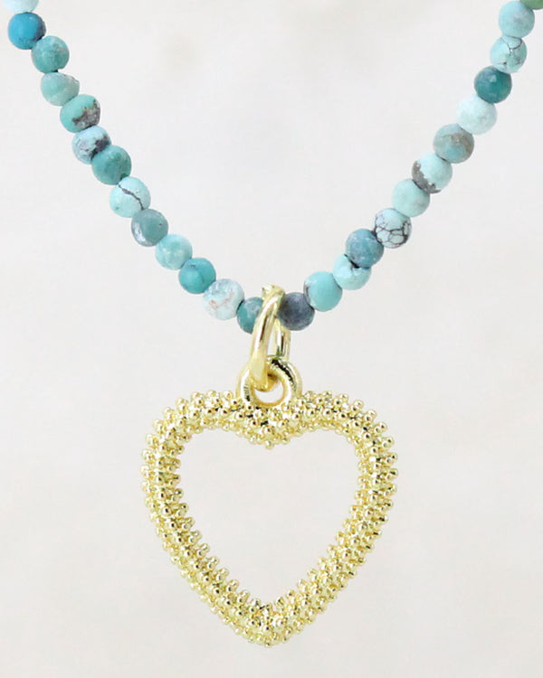 Collar corazón turquesa