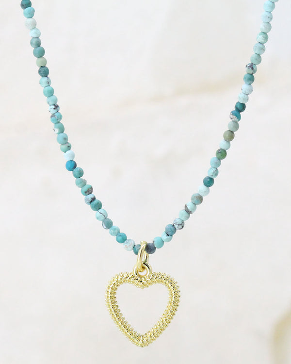 Collar corazón turquesa