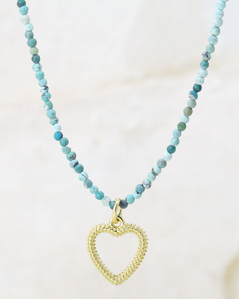 Collar corazón turquesa