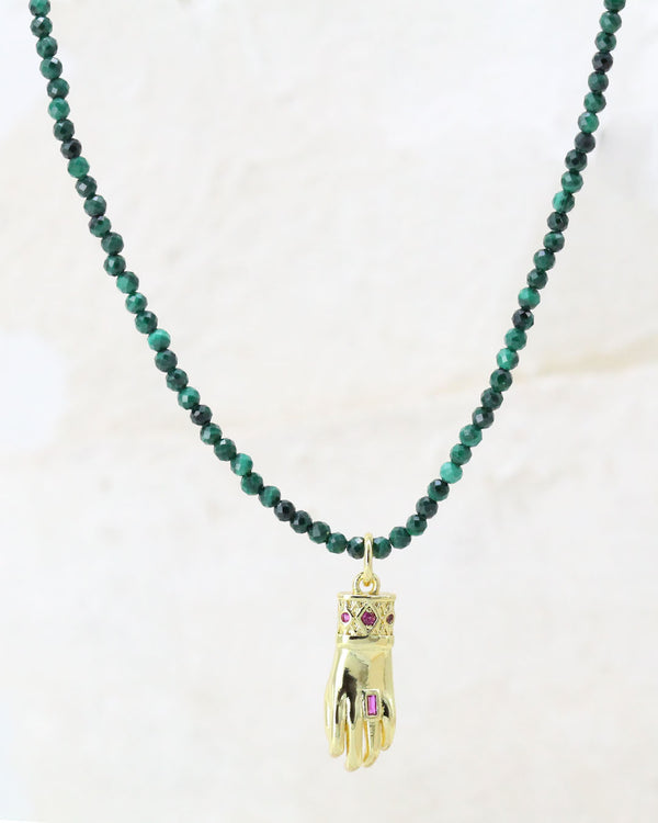 Collar mano piedra malaquita