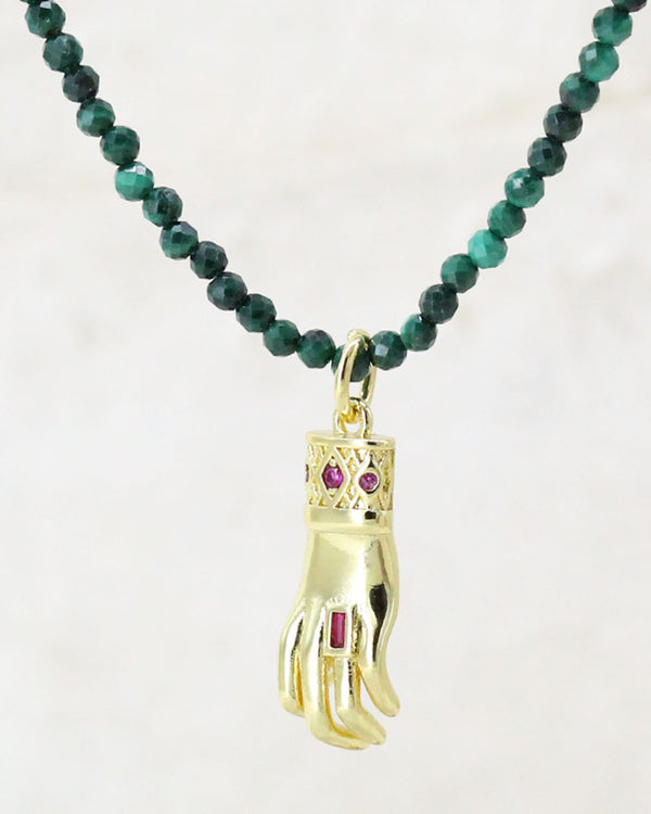 Collar mano piedra malaquita