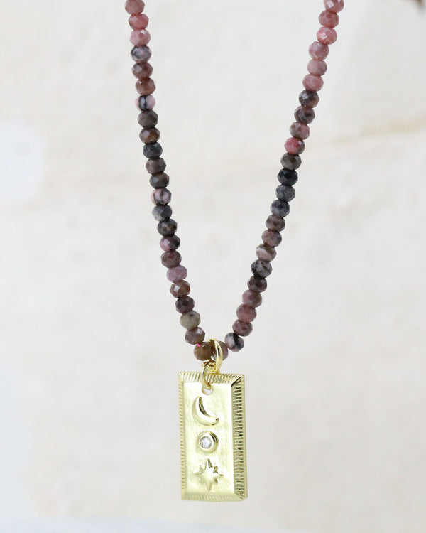 Collar Placa Luna estrella piedras