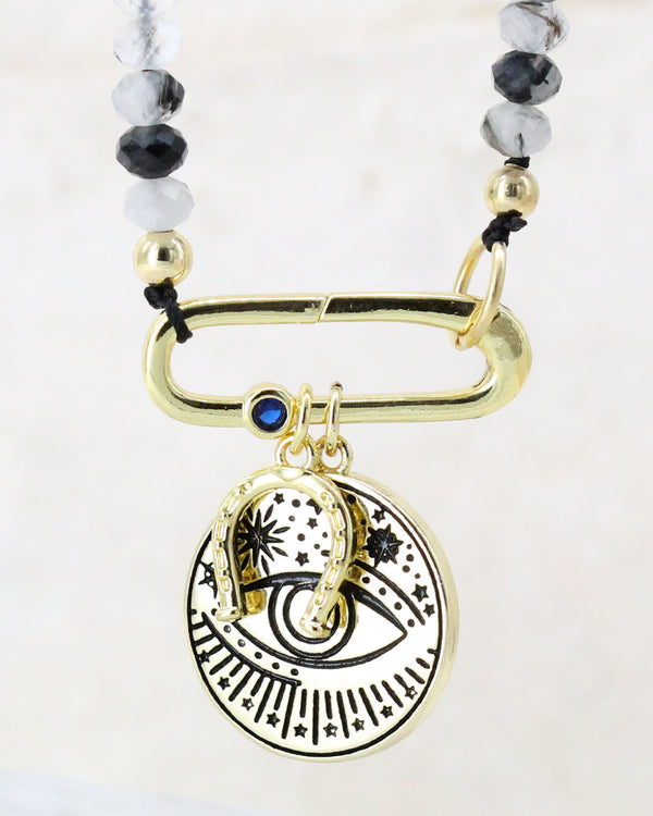 Collar Cuarzo rutilado multicharms