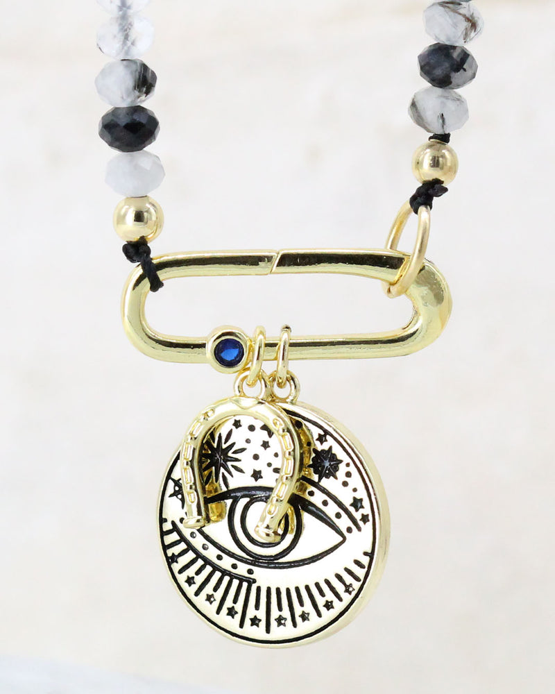 Collar Cuarzo rutilado multicharms
