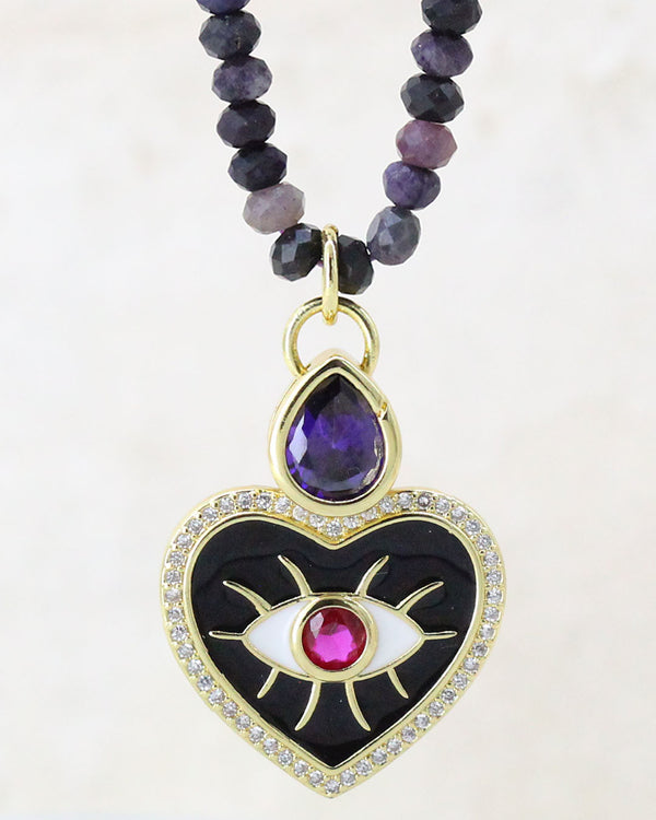 Collar Piedras moradas degradado Corazón