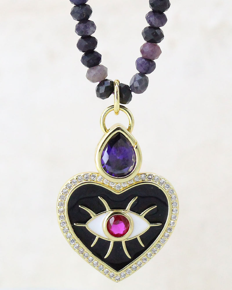 Collar Piedras moradas degradado Corazón