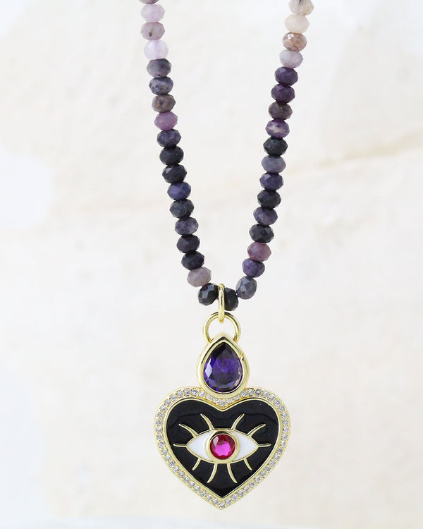 Collar Piedras moradas degradado Corazón