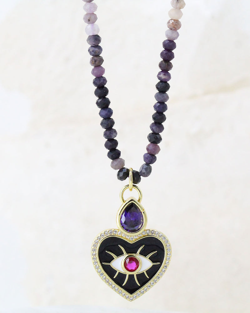 Collar Piedras moradas degradado Corazón