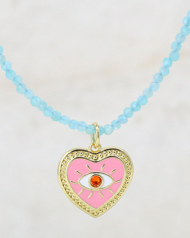 Collar Corazón rosa piedras