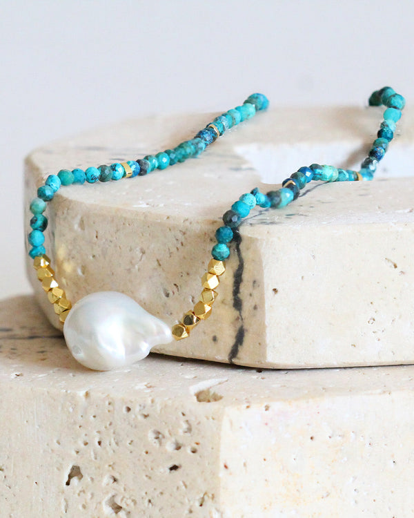 Collar Perla y Turquesa
