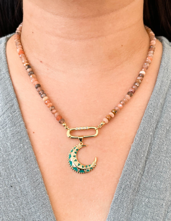 Collar Jaspe Durazno Luna Azul