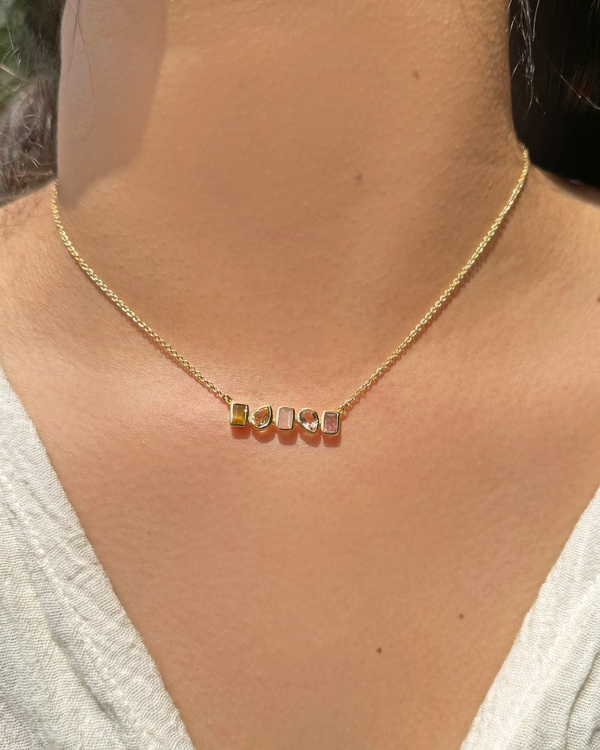 Collar TIGER EYE / CITRINE / PEACH MOONSTONE / STRAWBERRY QUARTZ / MORGANITE HYDRO
