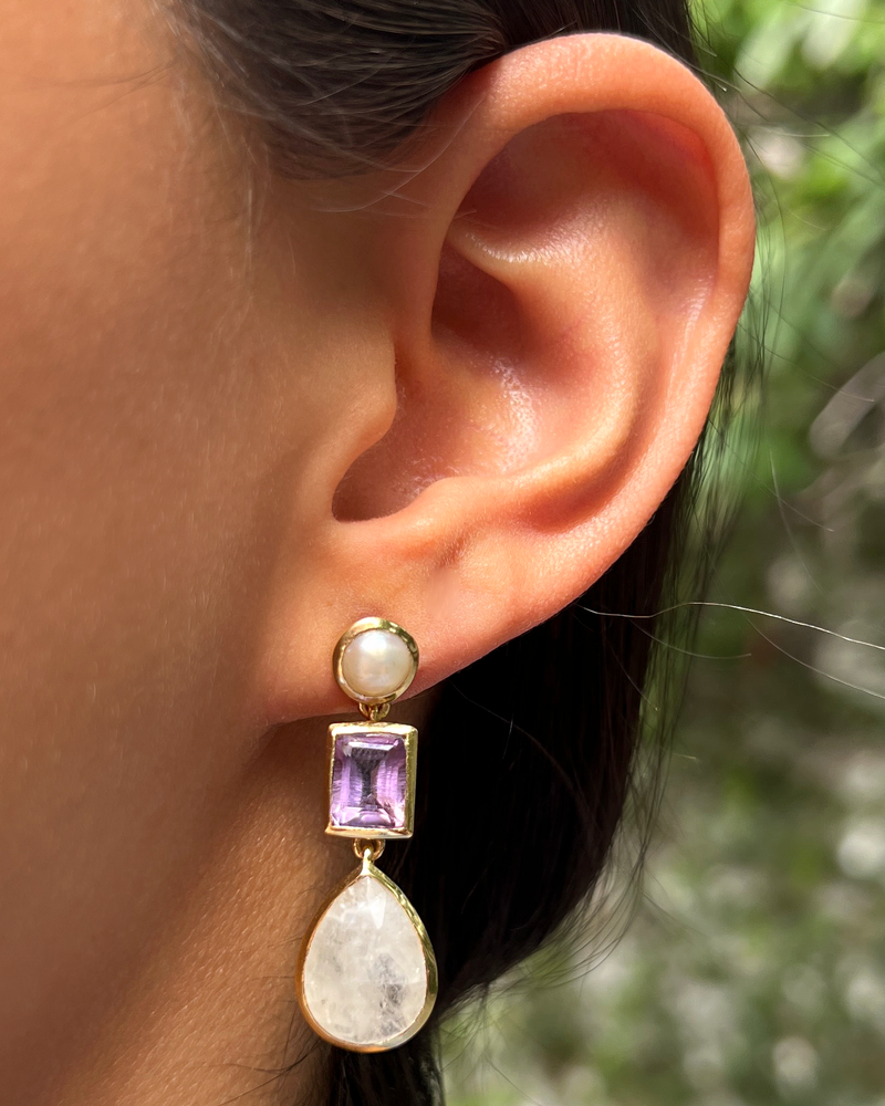 Aretes PEARL / AMETHYST / LABRADORITE