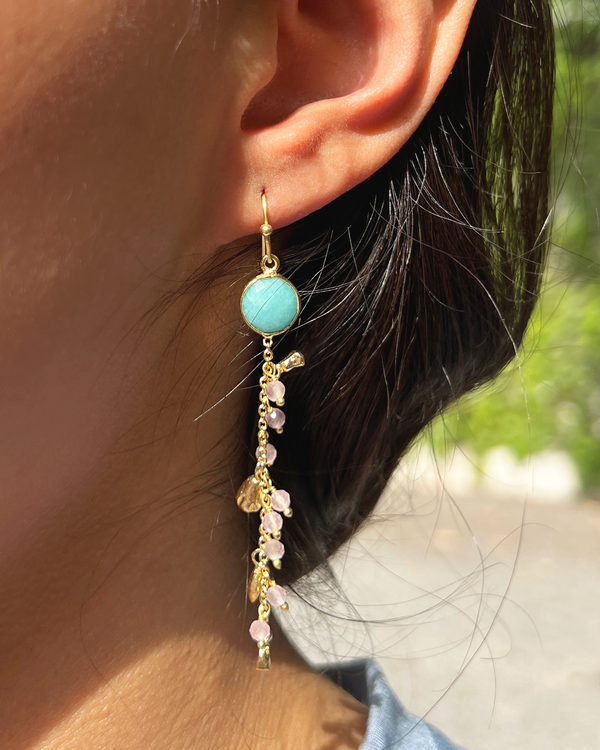 Aretes AMAZONITE  / ROSE QUARTZ