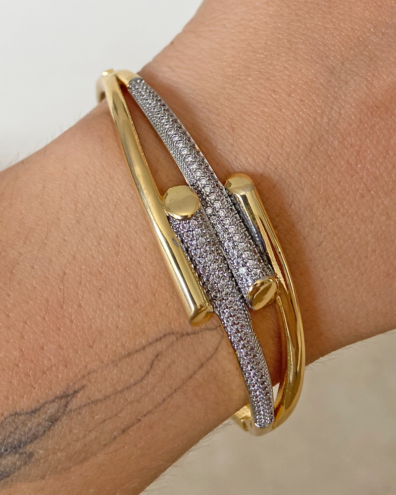 Set Pulsera cilindrica zirconias