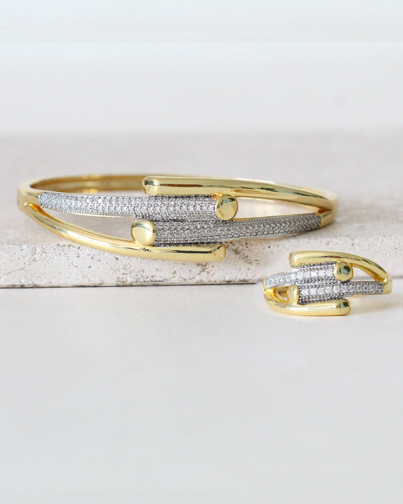 Set Pulsera cilindrica zirconias
