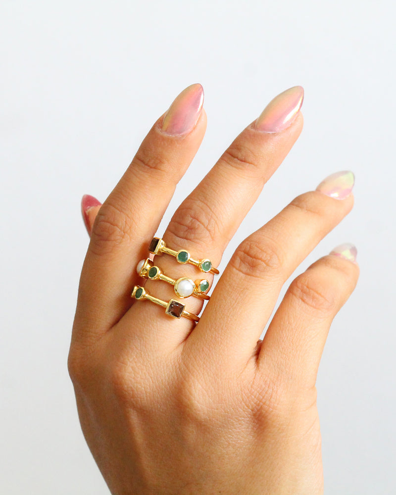 Anillo PEARL GREEN AVENTURINE