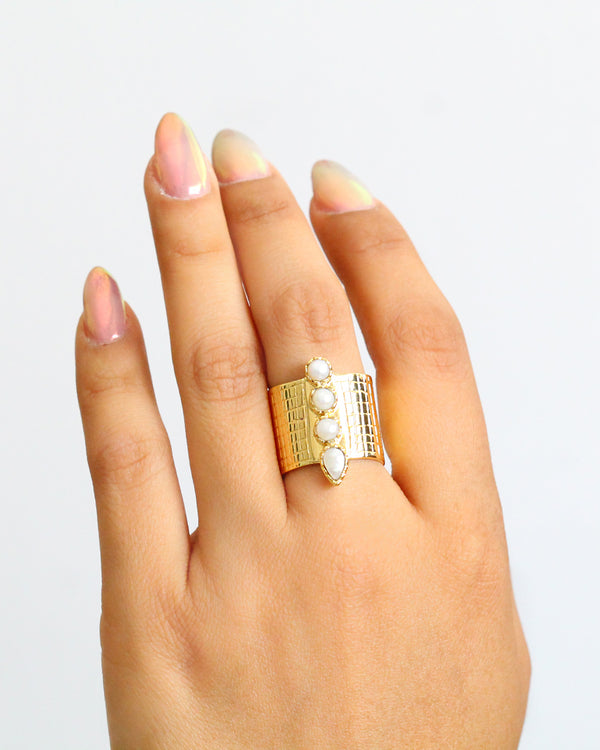 Anillo Cilindro Perlas