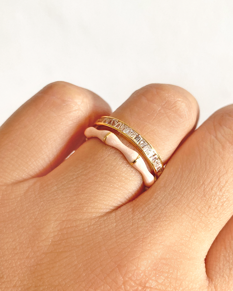 Anillo Bambu Rosa Esmalte