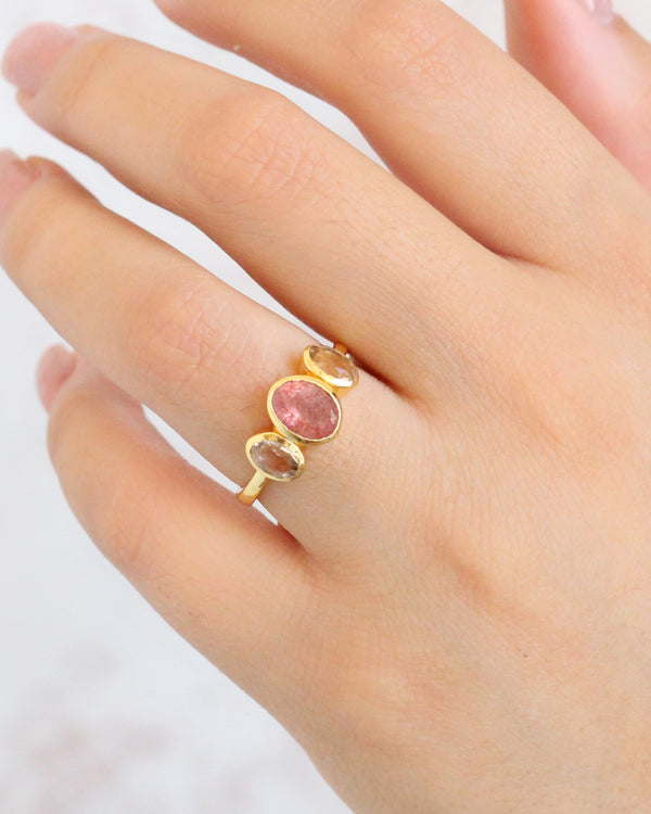 Anillo STRAWBERRY QUARTZ / MORGANITE HYDRO