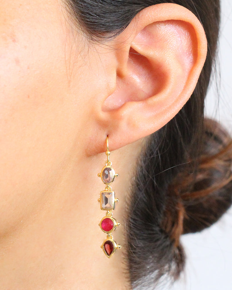 Aretes pink jade