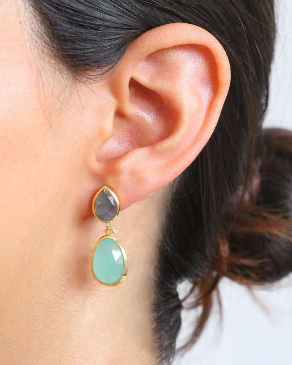 Aretes LABRADORITE AQUAMARINE
