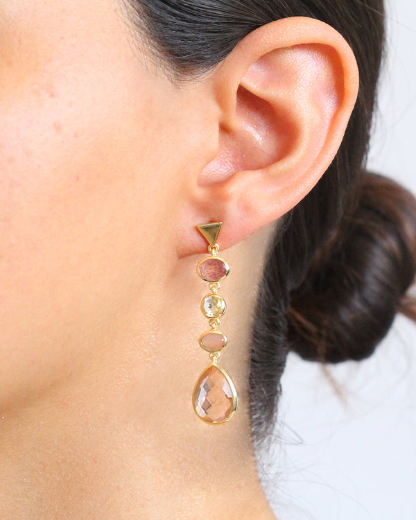 Aretes Largos STRAWBERRY QUARTZ