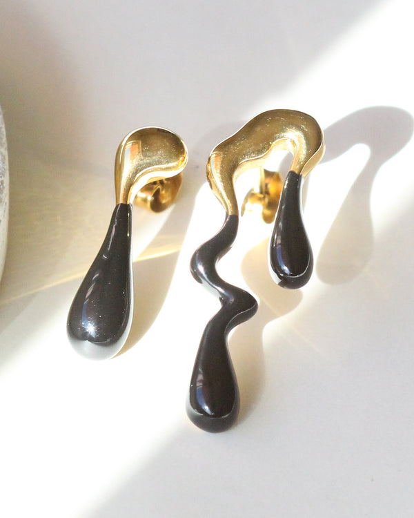 Aretes Derretidos Negros Acero