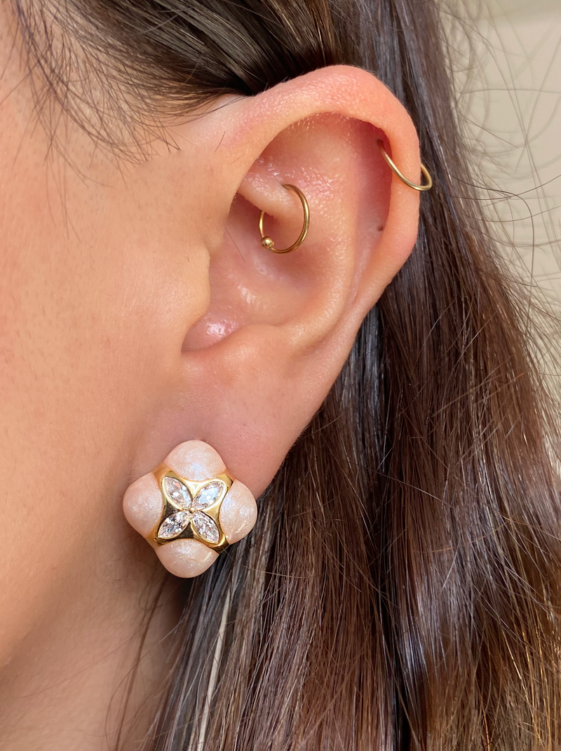 Aretes Trebol Rosa